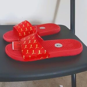Womens Pair Red & Gold Puma Slides